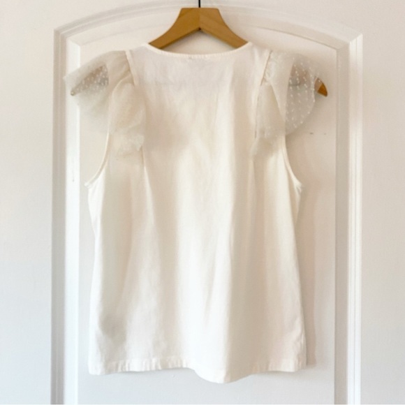 J. CREW Factory Polka Dot Ruffle Shoulder Blouse NWOT - Picture 6 of 8